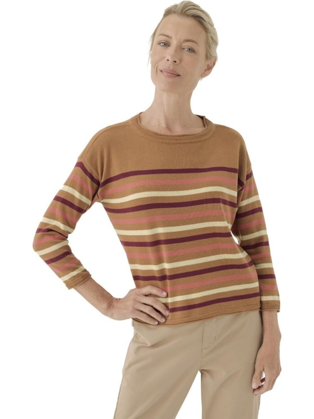 Organic Cotton Women's Knit Wide Neck Sweater - Cozy, Soft & Stylish Top